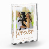 Forever エレガント Golden Script結婚's Keepsake フォトブロック (左)