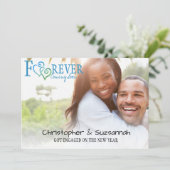 FOREVER 青と緑のハートがリンクしたエンゲージメント 案内状 (スタンド正面)