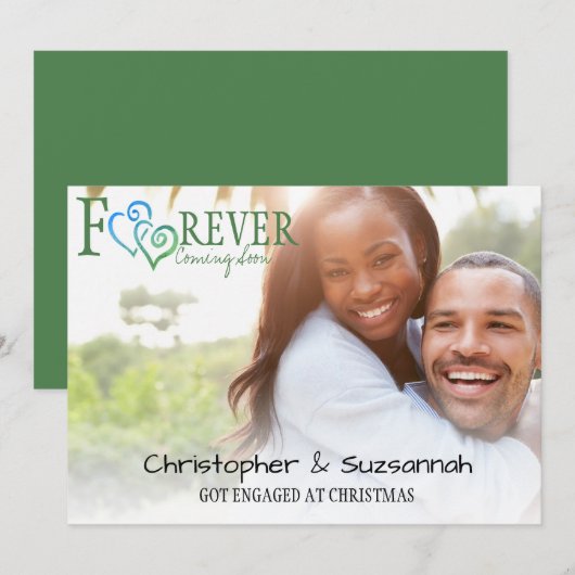 FOREVER 青と緑のリンクハートエンゲージメント 案内状 (正面/裏面)