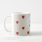 Forever & Always" Minimalist Red Heart Pattern - C コーヒーマグカップ (左)