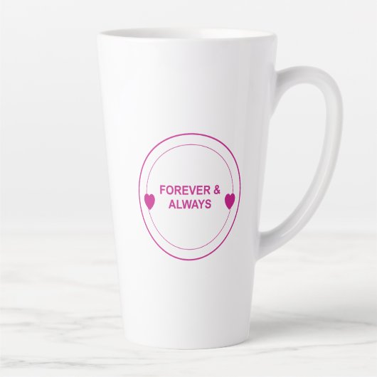 Forever & Always – Timeless Love Typography Design カフェラテマグ (右)