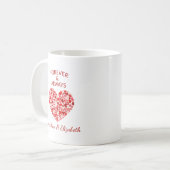 "Forever and Always" Couples Red Heart Mug コーヒーマグカップ (正面左)