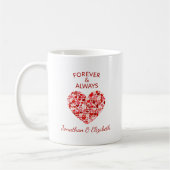 "Forever and Always" Couples Red Heart Mug コーヒーマグカップ (左)