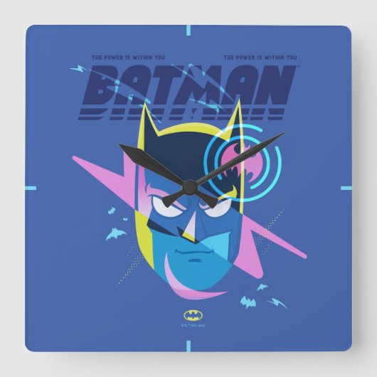 Forever Batman Light Up Head Graphic スクエア壁時計 (正面)