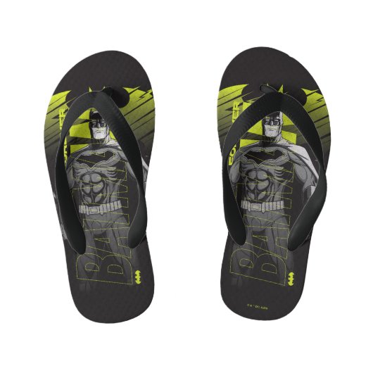 Forever Batman Power Up Character Art キッズビーチサンダル (フットベッド)