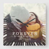 Forever Be My Always 結婚 Loveのフォトスクリプト スクエア壁時計 (正面)