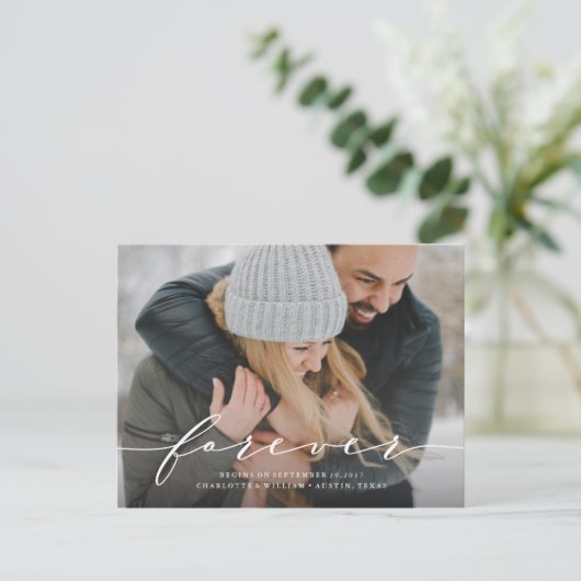 Forever Beginning Save the Date Photoはがきを保存 案内ポストカード (スタンド正面)