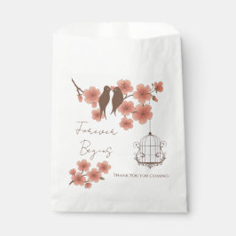 Forever Begins Wedding Favor Gift Bag with Lovebir フェイバーバッグ