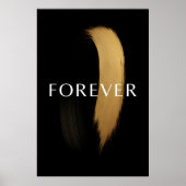 FOREVER Black & Gold Brushstroke – Elegant Art  ポスター (正面)