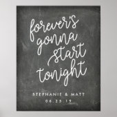 Forever | Chalkboard Wedding Welcome Sign ポスター (正面)