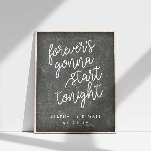 Forever | Chalkboard Wedding Welcome Sign ポスター