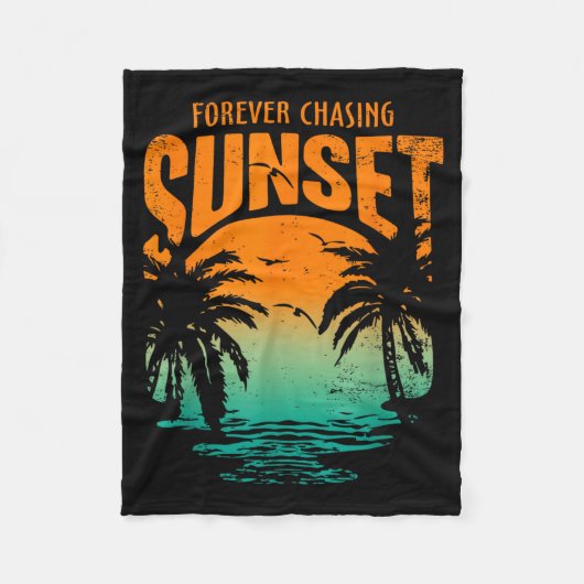 Forever Chasing Sunset Workout Summer Casual フリースブランケット (正面)