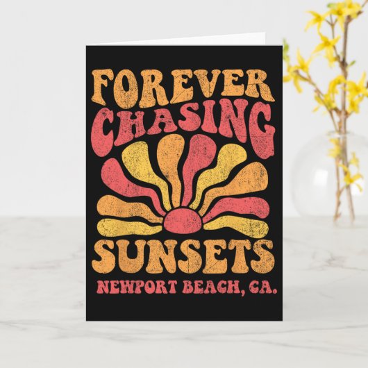 Forever Chasing Sunsets Newport Beach California 7 カード (黄色い花)