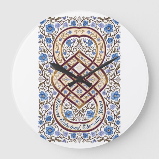 Forever Entwined Eternally Yours Infinity Knot T-S ラージ壁時計 (正面)