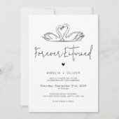 Forever Entwined Minimalist Script Swans Wedding 招待状 (正面)