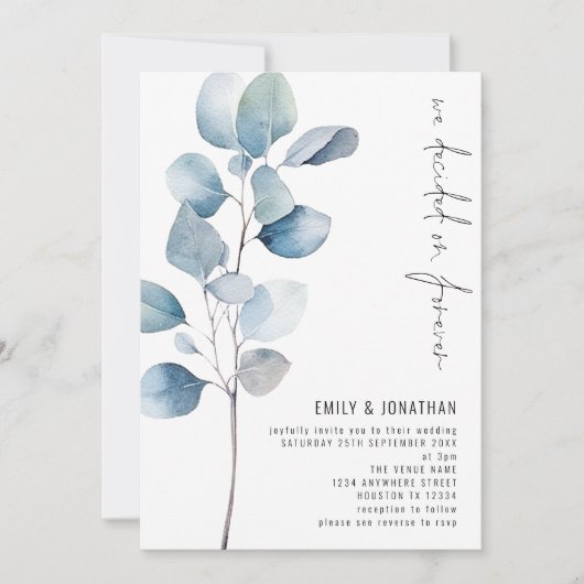 Forever Eucalyptus QR Code 結婚'sに決定 招待状 (正面)