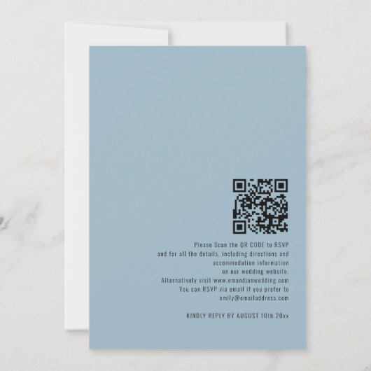 Forever Eucalyptus QR Code 結婚'sに決定 招待状 (裏面)