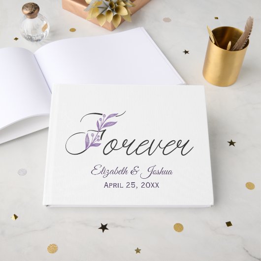 FOREVER Floral Text For Wedding ゲストブック (正面見開き)
