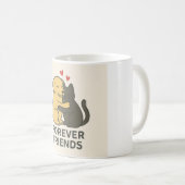 Forever Friends マグカップ | かわいい猫と犬のハグ コーヒー (正面右)