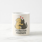 Forever Friends マグカップ | かわいい猫と犬のハグ コーヒー (中央)