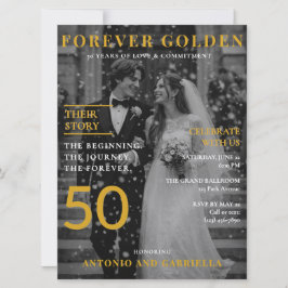 Forever Golden 50th Anniversary Magazine Style 招待状