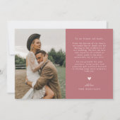 Forever Grateful ピンクの結婚式マルチフォト サンキューカード (裏面)