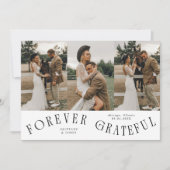 Forever Grateful 白い結婚式マルチフォトカード サンキューカード (正面)