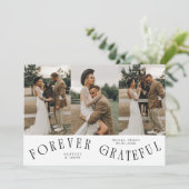 Forever Grateful 白い結婚式マルチフォトカード サンキューカード (スタンド正面)