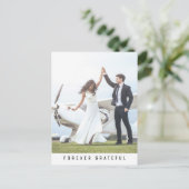 Forever Gratful シンプルPhoto's 結婚 Thank you ポストカード (スタンド正面)