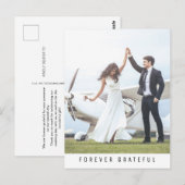 Forever Gratful シンプルPhoto's 結婚 Thank you ポストカード (正面/裏面)