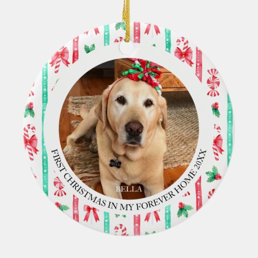 Forever Homeの犬の初めてのクリスマス2写真 セラミックオーナメント (裏面)
