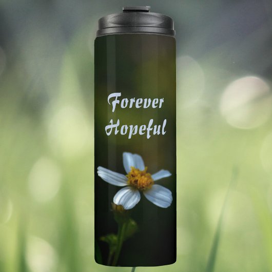Forever Hopeful White Daisy on Dark Green タンブラー