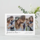 Forever in Love Script Triptych Photo 結婚's サンキューカード (スタンド正面)