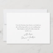 Forever in Love Script Triptych Photo 結婚's サンキューカード (裏面)