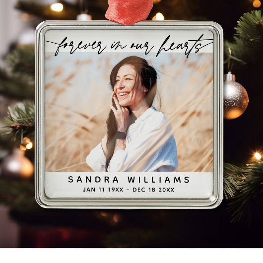 Forever In Ourハートスシンプルトリビュート写真 メタルオーナメント