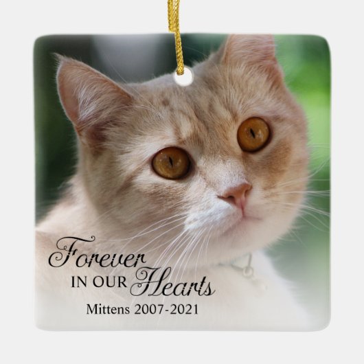 Forever In Ourハート猫写真 セラミックオーナメント (正面)
