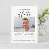 Forever in Our Hearts Black White Memorial Funeral サンキューカード (スタンド正面)