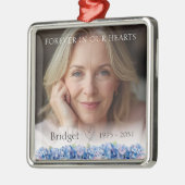 Forever In Our Hearts Blue Hydrangea Remembrance メタルオーナメント (左)