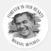 Forever In Our Hearts Brushed Photo Funeral ラウンドシール (正面)
