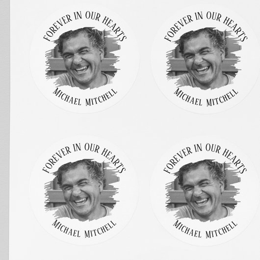 Forever In Our Hearts Brushed Photo Funeral ラウンドシール