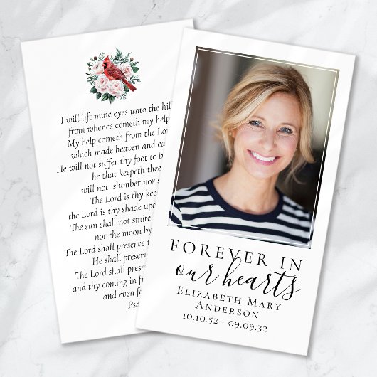Forever in Our Hearts Cardinal Funeral Prayer Card