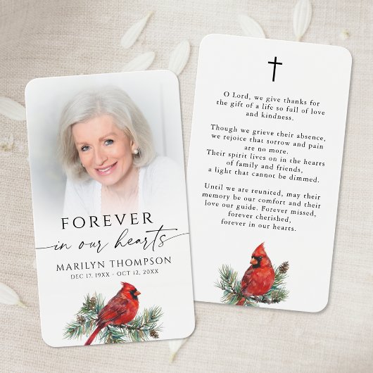 Forever in Our Hearts Cardinal Prayer Cards