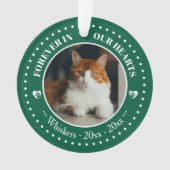 Forever in Our Hearts Cat Photo and Name Memorial オーナメント (正面)