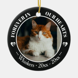 Forever in Our Hearts Cat Photo and Name Memorial セラミックオーナメント