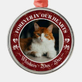 Forever in Our Hearts Cat Photo and Name Memorial メタルオーナメント (正面)