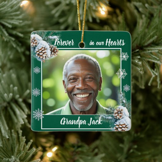 Forever in our Hearts Christmas Memorial 1 Photo セラミックオーナメント (ツリー)