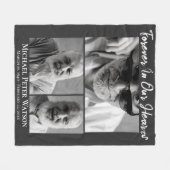 Forever in our Hearts Dad Grandpa Memorial フリースブランケット (正面(横))