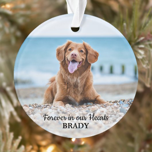 Forever in our Hearts - Dog 2 Photo Pet Memorial オーナメント