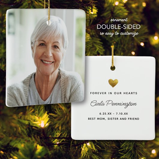 Forever in our Hearts Memorial Custom Text Photo セラミックオーナメント