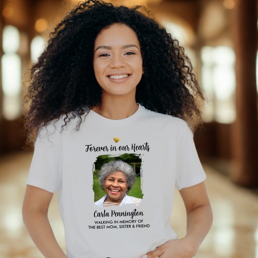 Forever in our Hearts Memorial Custom Text Photo  Tシャツ